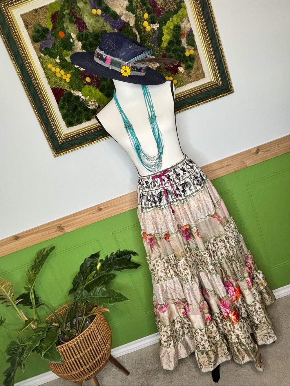 NWT Wevez Boho Patchwork Frill Skirt
